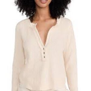 Free People Colt Cream Thermal Waffle Knit Top